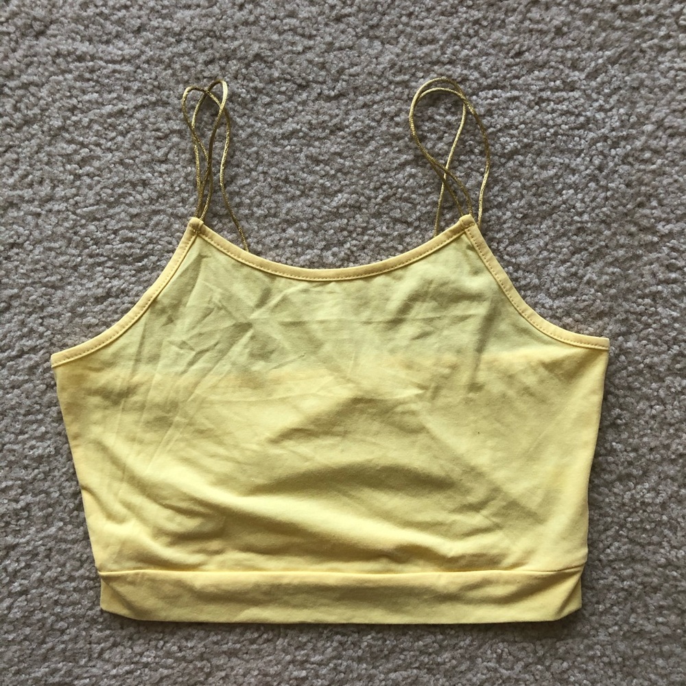 SHEIN yellow spaghetti strap crop top